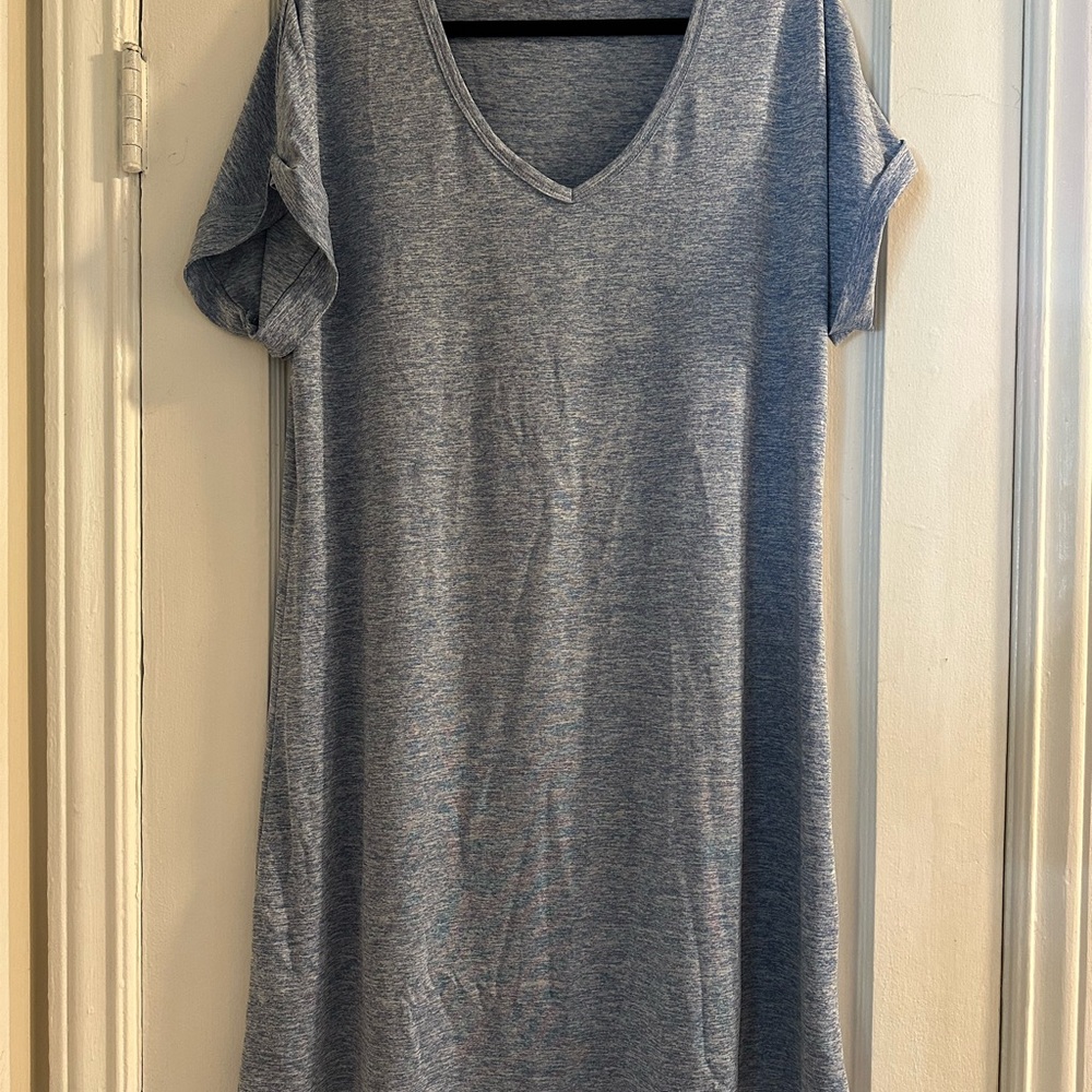 SHEIN grayish blue V-Neck midi dress